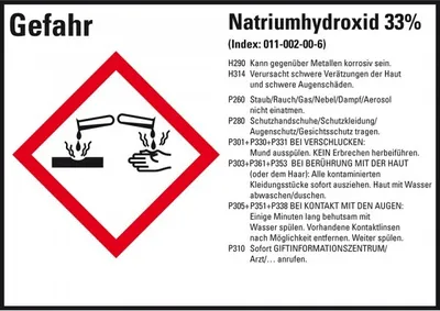 Produktbild von Dreifke® Aufkleber I GHS-Etikett Natriumhydroxid 33%, GefStoffV/GHS/CLP, Foli...