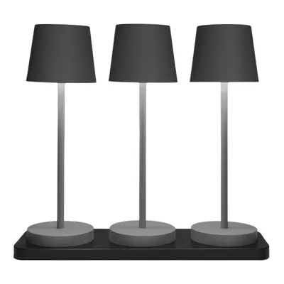 Produktbild von Coen Bakker 3-er Set Tischleuchten schwarz mit Ladestation außen dimmbar touch 40 LEDs 8,5x28cm