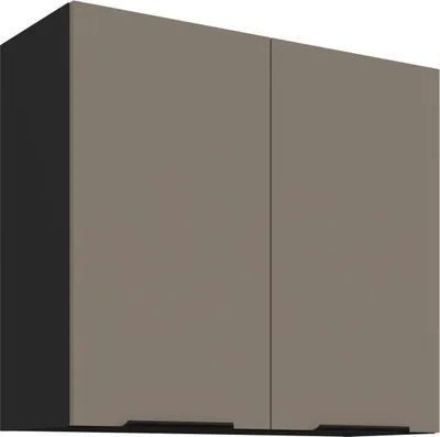 Obrázek produktu pro Horní kuchyňská skříňka LUNARA - šířka 80 cm, tmavě béžová / černá