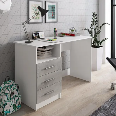 Immagine prodotto di Dmora Scrivania Ardauli 48x120x75h cm Bianco, 3 Cassetti un Vano