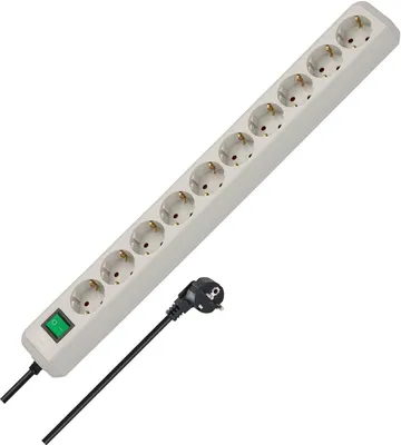 Produktbild von Brennenstuhl Eco-Line Steckdosenleiste 10-Fach – lichtgrau