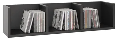 Produktbild von CD DVD Regal STARS Wandregal Hängeregal mit 3 Ablagefächern in schwarz, Dekorationsregal