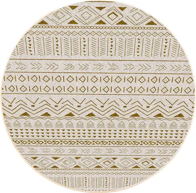 Produktbild von Runder Teppich NOVO Strado, modernes Beige, orientalisches Muster, für das Wohnzimmer, Sahara, 90 x 90 cm