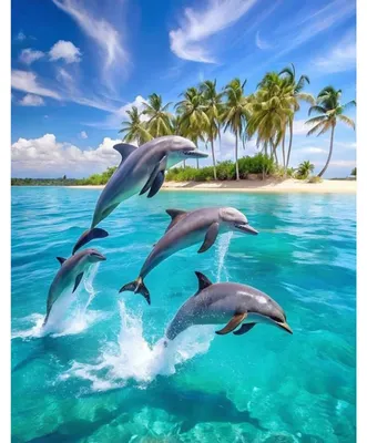 Diamantgemälde Delfin 40x50 cm, 5D-Bastelset für Erwachsene