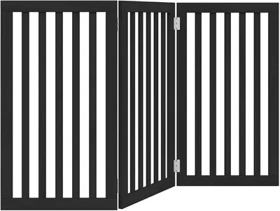 Produktbild von 3-TLG. Hundetor faltbar 150 cm Schwarz Pappelholz Modernes Design Robust und Langlebig für Living Room Küche Treppe und Schlafzimmer