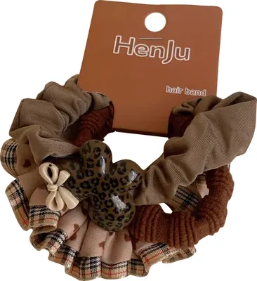 Produktbild von 3er-Set Scrunchies mit Schleifen und irisierenden Charms kastanie