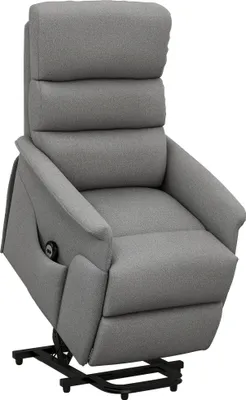Image de HOMCOM Fauteuil releveur électrique Fauteuil de Relaxation inclinable avec Repose-Pied, télécommande, Pochette, Tissu de Lin, Gris