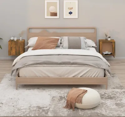Produktbild von vidaXL Wand-Nachttische 2 Stk. Räuchereiche 50x30x47 cm