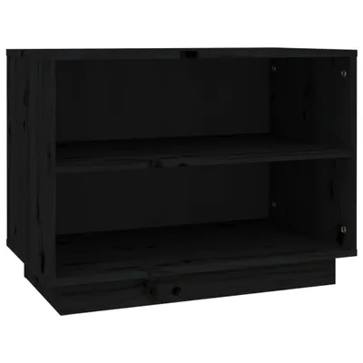 Produktbild von vidaXL Schuhschrank Schwarz 60x34x45 cm Massivholz Kiefer