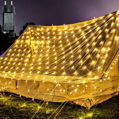 Produktbild von LARS360 LED Lichternetz 6 x 2 m Warmweiß, 320 LEDs, 8 Leuchtmodi, Lichterkette für Weihnachtsdeko, Hochzeit, Party und festliche Dekoration