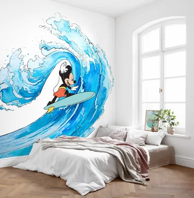 Produktbild von Komar Vlies Fototapete "Mickey Surfing" - Größe: 300 x 280 cm (Breite x Höhe) - 6 Bahnen