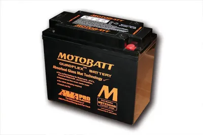 Produktbild von MOTOBATT Batterie MBTX20UHD, schwarzes Gehäuse.