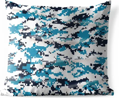 Produktbild von MuchoWow® Outdoor Kissen - Blaues und weißes Camouflage-Muster - 50x50 cm - Wetterfest - Lounge Kissen - Komfortabel - Kissen mit Bild