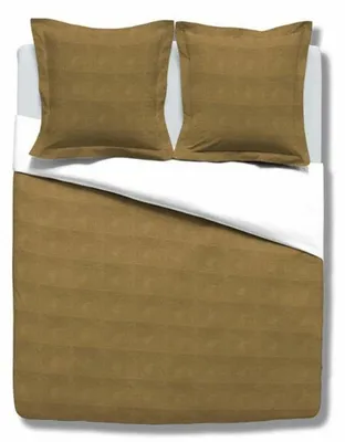 Produktbild von Sognamo Bio-Bettwäsche Berret – 2-teilig (135x200 + 80x80 cm) – Organic & Fair Trade Baumwolle – Gestreift in Multi/Goldbraun – Nachhaltig & Schadstoff
