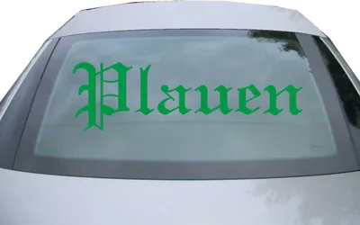 Produktbild von Indigos UG - Aufkleber Heckscheibe & Motorklappe DE6558 - grün - 600x179 mm - Stadt Plaün - Auto Scheiben Fenster Heckklappe Tuning Racing JDM - Die cut