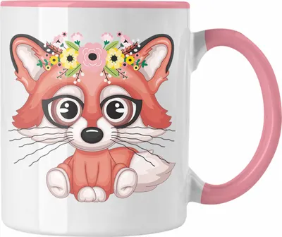 Produktbild von Trendation - Süße Fuchs Grafik Tasse Geschenk Fuchs-Liebhaber Rothaarige Geschenkdee (Rosa)