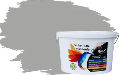 Produktbild von RyFo Colors Silikonharz Fassadenfarbe Lotuseffekt Trend Mausgrau 10l  - bunte Fassadenfarbe, weitere Grau Farbtöne und Größen erhältlich, Deckkraft Klasse 1