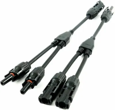 Produktbild von Solarkabel Y 1 zu 2 -Verteiler,1 Paar MC-4 Kabel Solarpanel 1Y2 12AWG Y Solarkabel Stecker Fotovoltaik Kabel Y Stecker,1Y2 Stecker Paar für Solaranlage Steckerfertig(Rot +Schwarz).