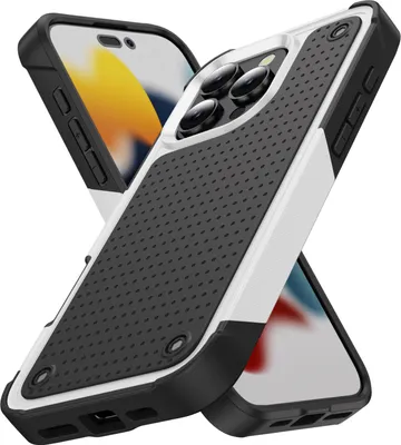 Image de Coque pour iPhone 16 Pro, qualité militaire, coque antichoc hybride 2en1 en PC dur et TPU souple Blanc Noir