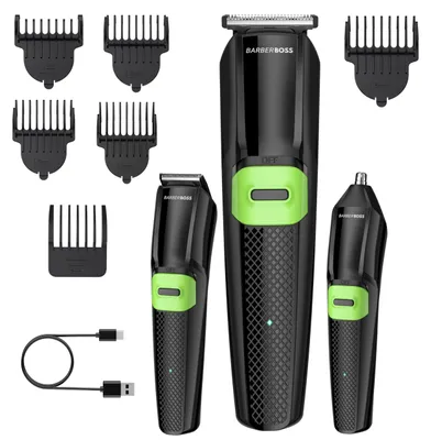 Productafbeelding van BarberBoss 3-in-1 verzorgingsset voor mannen: baardtrimmer, haartrimmer en neustrimmer