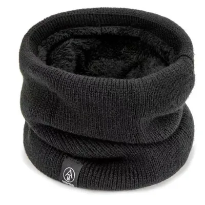 Produktbild von Gestrickter Halswärmer, winddicht, dickes Plüschfutter, einfarbig, warm, kaltes Wetter, für Herren und Damen, Outdoor, Radfahren, Nackenschutz, Schal, Schwarz