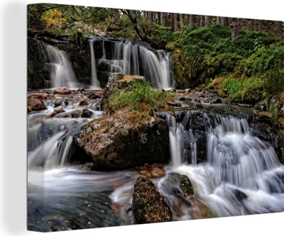 Obrázek produktu pro OneMillionCanvasses® - Obraz na plátně - 140x90 cm, Řvoucí vodopády v národním parku Cairngorms ve Skotsku, Nástěnné umění tisk nástěnné dekorace - Fotografie na plátně - Malba