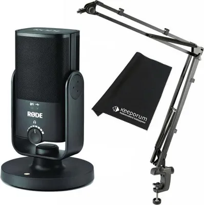 Produktbild von Rode NT-USB Mini mit K&M Mikrofonarm mit Tuch
