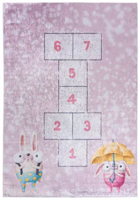 Produktbild von Mazovia Kinderteppich Hüpfspiel Rosa 160x230 cm Kurzflor Pflegeleicht Spielteppich für Kinderzimmer