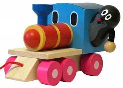 Obrázok produktu pre Krtko s vláčikom - ťahacia drevená hračka, 12 cm Teddies