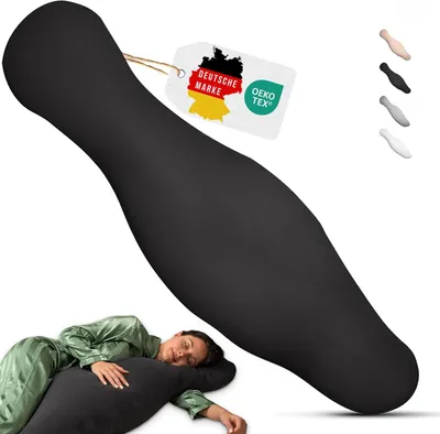 Imagen del producto de Almohada ergonómica para dormir de lado, 100% algodón, lavable, con certificación , de 60x40 cm, ideal para embarazadas