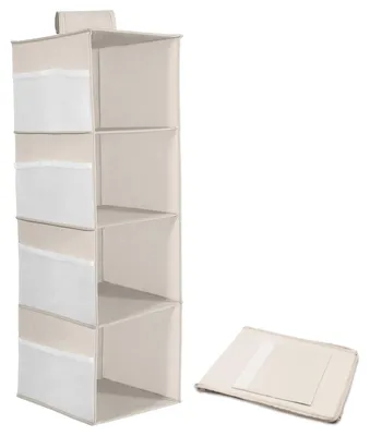 Hängender Organizer, 4 Ebenen, 12 Netztaschen, grau, faltbar