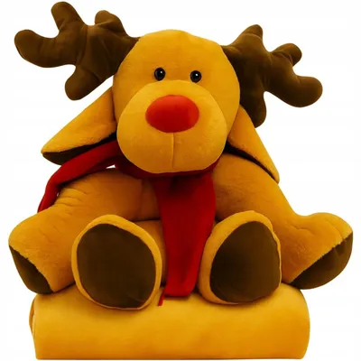 Produktbild von Plüsch Renntier 3-in-1 45 cm – Große Kuscheltier-Puppe mit Decke und Kissenfunktion