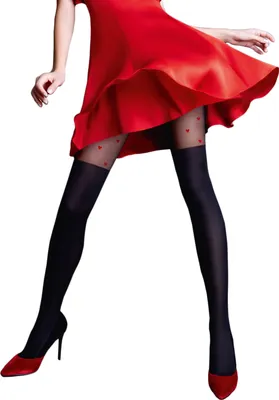 Produktbild von BANANALU Valentinstag Strumpfhose mit Herzen und Overknee Muster 60 Den Valentinday Geschenkidee Pari Love 60 Nero M