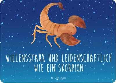 Produktbild von Mr. & Mrs. Panda Wandbild Sternzeichen Skorpion DIN A5 - Sternenhimmel Blau - Geschenk, Skorpione, Magnetschild, Blechschild, Schild, Oktober, Geburtstag, November, tafel