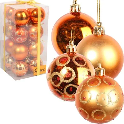 Image de Lot De 16 Boules En Plastique Orange 6 Cm
