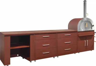 Immagine prodotto di Cucina da esterno a 4 pezzi con forno per pizza in mattoni - Oviala Memphis