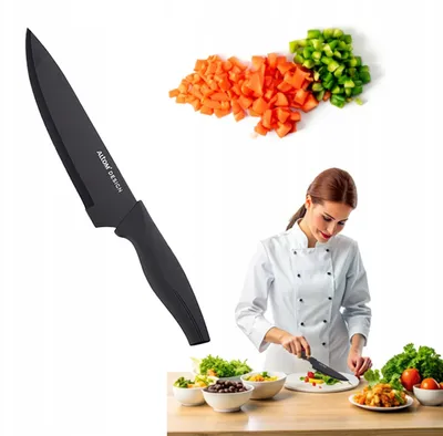 Immagine prodotto di Coltello da cucina 32 cm in acciaio con rivestimento antiaderente per carne e verdure