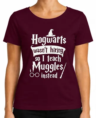 Immagine prodotto di Hogwarts non assumeva insegnanti maghi babbani per la maglietta da donna del costume di Halloween, borgogna, M