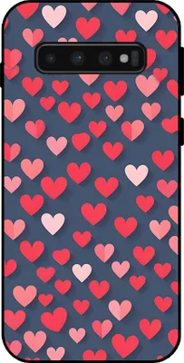 Produktbild von Smartphonica Telefon Fall fit für Samsung Galaxy S10 mit rosa und roten Herzen Impressum - TPU Backcover Fall mit rosa und roten Herz-Design