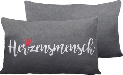 Produktbild von Kissen Herzensmensch Sofakissen Kuschelkissen mit Herz in grau