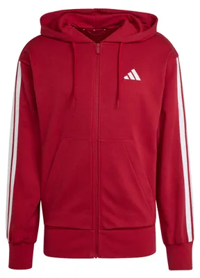 Produktbild von adidas FZ HOODY 3 Streifen FrenchTerry Herren Kapuzenjacke rot/weiß rot/weiß M