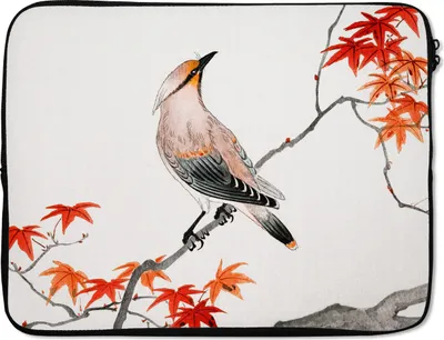 Produktbild von MuchoWow® Laptop Hülle 17 Zoll Laptoptasche Vogel - Baum - Japanischer Ahorn - Vintage - Skandinavisch - Zipper - Schutzabdeckung