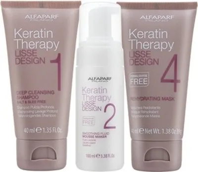 Produktbild von Alfaparf Milano Lisse Design Keratin Therapy Set zur Glättung des Haares 40 ml + 100 ml + 40 ml