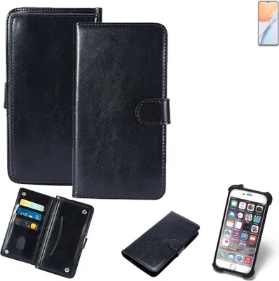 Produktbild von K-S-Trade 360° Hülle kompatibel mit Vivo Y18s schwarz Kunstleder Case BookCase WalletCase Kunstlederederhülle Handyhülle, Rundumschutz Bumper (1x)