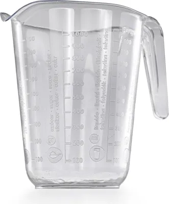 Zdjęcie produktu dla Dzbanek z miarką 1l plastikowy przezroczysty Dzbanek z miarką Pojemność napełniania 1 litr Dzbanek litrowy