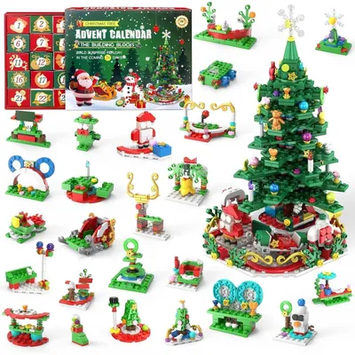 Obrázek produktu pro Adventní kalendář 2026, vánoční odpočítávání. 24 dní, 701 dílků. Vánoční stromek z kostek, stavebnice, hračka pro děti, dekorace