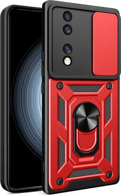 Produktbild von Hülle für Honor 70 mit Ring Ständer Halter Dia Kameraschutz TPU PC Hybrid Handyhülle Rot