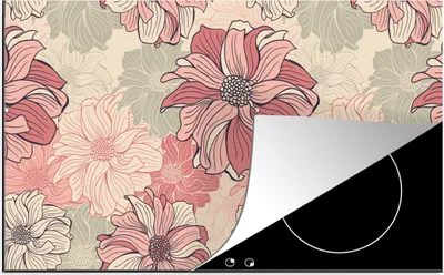 Produktbild von KitchenYeah© Herdabdeckplatte Muster - Blume - Design - Jahre 20s , 85x52cm, Küche Deko, Glaskeramikkochfeld Herdabdeckung, Abdeckplatte fùr Kochfeld