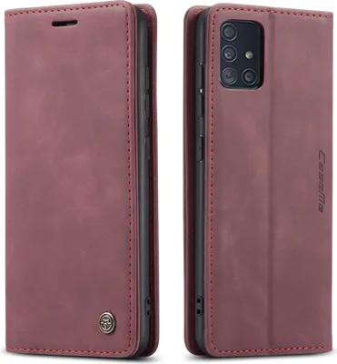 Produktbild von Galaxy A51 Hülle, LaimTop Retro Kunstledertasche TPU Innere, Kartenfächer, Magnetverschluss, Klapphülle mit Standfunktion Schutzhülle für Samsung Galaxy A51 Rot