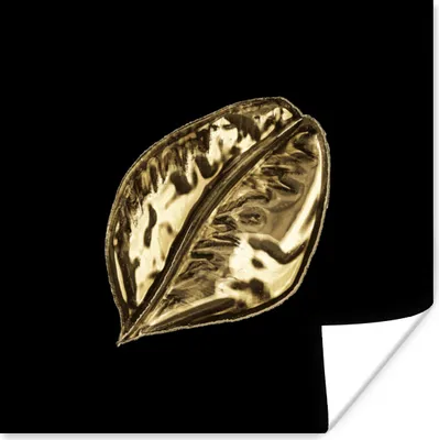 Produktbild von MuchoWow® Poster Blatt - Gold - Pflanze 75x75 cm - Wand Dekoration